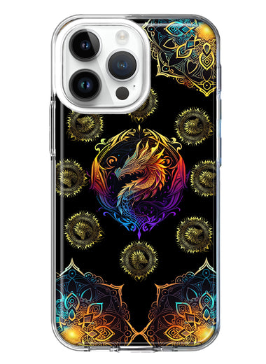 Apple iPhone 14 Pro Max Mandala Geometry Abstract Dragon Pattern Hybrid Protective Phone Case Cover