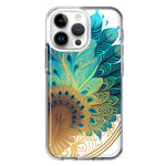 Apple iPhone 15 Pro Mandala Geometry Abstract Peacock Feather Pattern Hybrid Protective Phone Case Cover