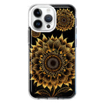 Apple iPhone 15 Pro Mandala Geometry Abstract Sunflowers Pattern Hybrid Protective Phone Case Cover