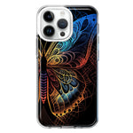 Apple iPhone 15 Pro Mandala Geometry Abstract Butterfly Pattern Hybrid Protective Phone Case Cover