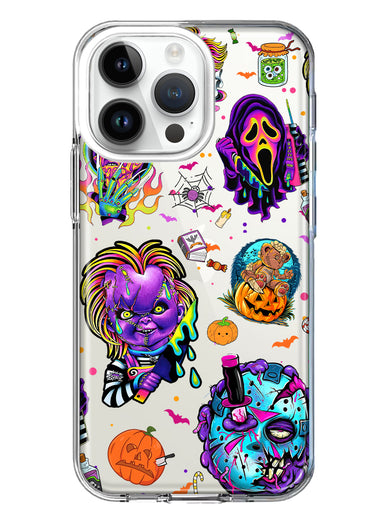 Apple iPhone 14 Pro Max Cute Halloween Spooky Horror Scary Neon Characters Hybrid Protective Phone Case Cover