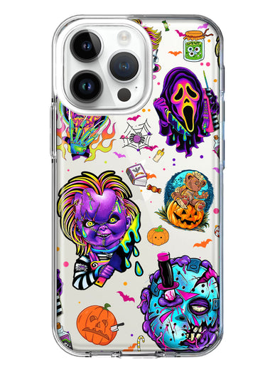 Apple iPhone 15 Pro Cute Halloween Spooky Horror Scary Neon Characters Hybrid Protective Phone Case Cover