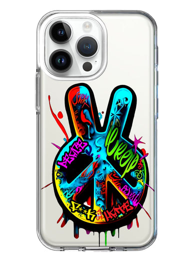 Apple iPhone 15 Pro Peace Graffiti Painting Art Hybrid Protective Phone Case Cover
