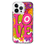Apple iPhone 15 Pro Pink Daisy Love Graffiti Painting Art Hybrid Protective Phone Case Cover