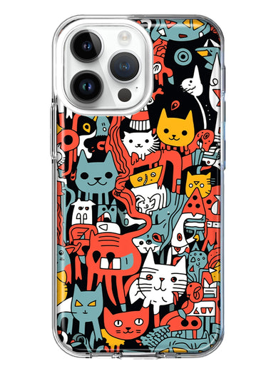 Apple iPhone 15 Pro Max Psychedelic Cute Cats Friends Pop Art Hybrid Protective Phone Case Cover