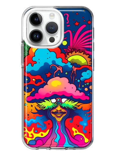 Apple iPhone 14 Pro Max Neon Rainbow Psychedelic Trippy Hippie Bomb Star Dream Hybrid Protective Phone Case Cover