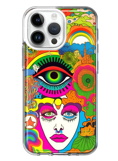 Apple iPhone 15 Pro Neon Rainbow Psychedelic Trippy Hippie DaydreamHybrid Protective Phone Case Cover