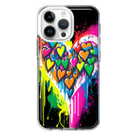 Apple iPhone 15 Pro Colorful Rainbow Hearts Love Graffiti Painting Hybrid Protective Phone Case Cover