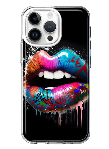 Apple iPhone 14 Pro Max Colorful Lip Graffiti Painting Art Hybrid Protective Phone Case Cover