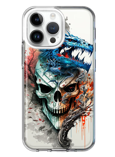 Apple iPhone 14 Pro Max Fantasy Blue Dragon Dream Skull Double Layer Phone Case Cover