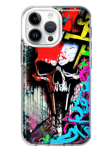 Apple iPhone 15 Pro Skull Face Graffiti Painting Art Hybrid Protective Phone Case Cover