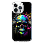 Apple iPhone 15 Pro Fantasy Skull Headphone Colorful Pop Art Hybrid Protective Phone Case Cover