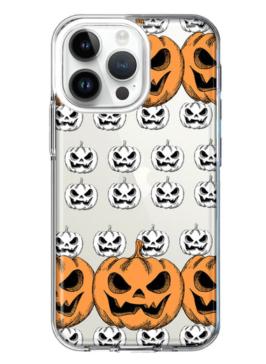 Apple iPhone 15 Pro Halloween Spooky Horror Scary Jack O Lantern Pumpkins Hybrid Protective Phone Case Cover