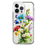 Apple iPhone 14 Pro Max Purple Yellow Red Spring Flowers Floral Hybrid Protective Phone Case Cover