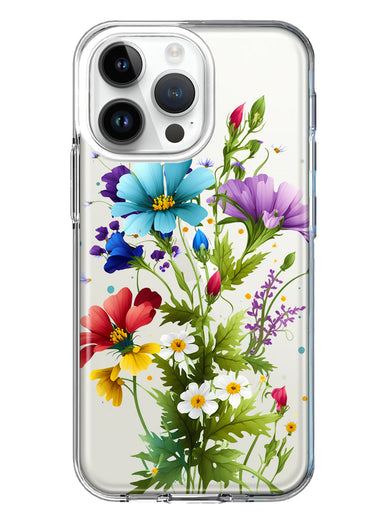 Apple iPhone 15 Pro Max Purple Yellow Red Spring Flowers Floral Hybrid Protective Phone Case Cover