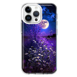 Apple iPhone 15 Pro Spring Moon Night Lavender Flowers Floral Hybrid Protective Phone Case Cover