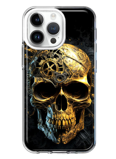 Apple iPhone 15 Pro Steampunk Skull Science Fiction Machinery Double Layer Phone Case Cover