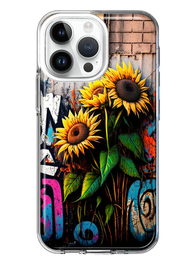 Apple iPhone 14 Pro Max Sunflowers Graffiti Painting Art Hybrid Protective Phone Case Cover