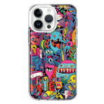 Apple iPhone 14 Pro Max Psychedelic Trippy Happy Aliens Characters Hybrid Protective Phone Case Cover