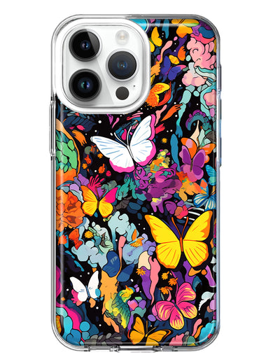 Apple iPhone 14 Pro Max Psychedelic Trippy Butterflies Pop Art Hybrid Protective Phone Case Cover