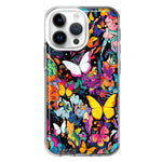 Apple iPhone 14 Pro Max Psychedelic Trippy Butterflies Pop Art Hybrid Protective Phone Case Cover