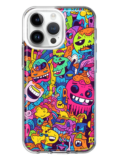 Apple iPhone 14 Pro Max Psychedelic Trippy Happy Characters Pop Art Hybrid Protective Phone Case Cover