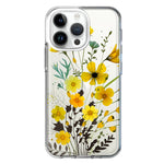Apple iPhone 15 Pro Max Yellow Summer Flowers Floral Hybrid Protective Phone Case Cover