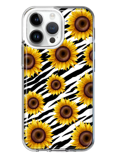 Apple iPhone 15 Pro White Zebra Sunflowers Polkadots Double Layer Phone Case Cover
