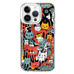Apple iPhone 15 Pro Psychedelic Cute Cats Friends Pop Art Hybrid Protective Phone Case Cover