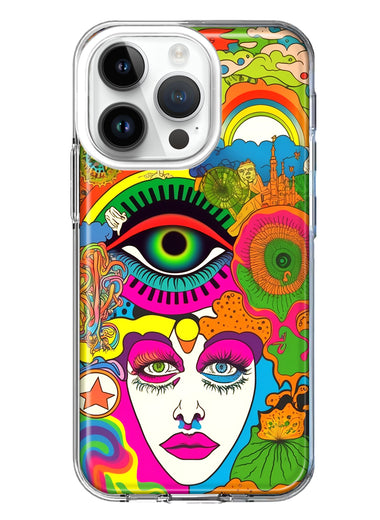 Apple iPhone 14 Pro Neon Rainbow Psychedelic Trippy Hippie DaydreamHybrid Protective Phone Case Cover