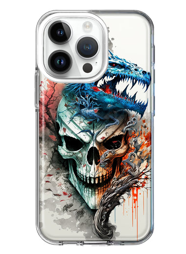 Apple iPhone 14 Pro Fantasy Blue Dragon Dream Skull Double Layer Phone Case Cover