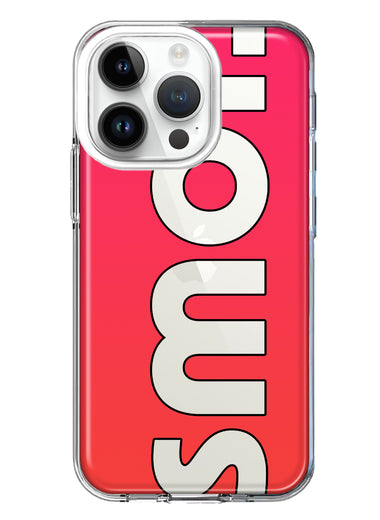 Apple iPhone 14 Pro Red Pink Clear Funny Text Quote Smol Hybrid Protective Phone Case Cover