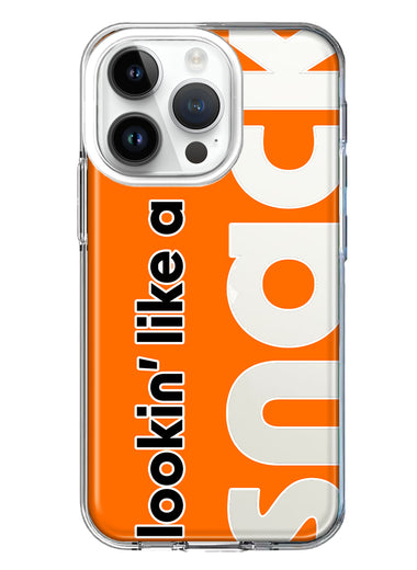 Apple iPhone 14 Pro Orange Clear Funny Text Quote Snack Hybrid Protective Phone Case Cover