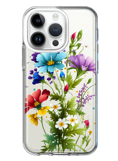 Apple iPhone 14 Pro Purple Yellow Red Spring Flowers Floral Hybrid Protective Phone Case Cover