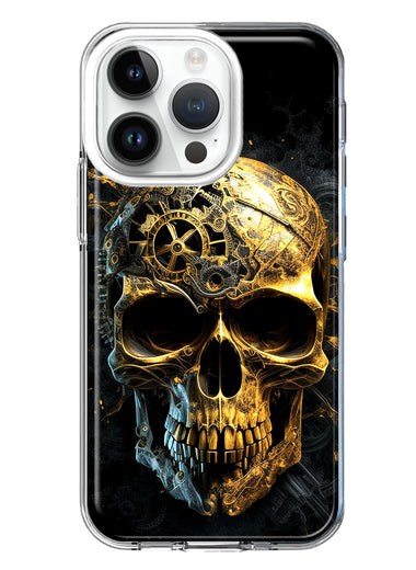 Apple iPhone 14 Pro Steampunk Skull Science Fiction Machinery Double Layer Phone Case Cover