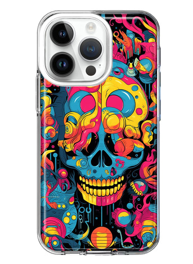 Apple iPhone 14 Pro Psychedelic Trippy Death Skull Pop Art Hybrid Protective Phone Case Cover