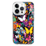 Apple iPhone 14 Pro Psychedelic Trippy Butterflies Pop Art Hybrid Protective Phone Case Cover