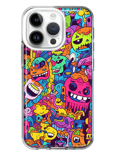 Apple iPhone 14 Pro Psychedelic Trippy Happy Characters Pop Art Hybrid Protective Phone Case Cover