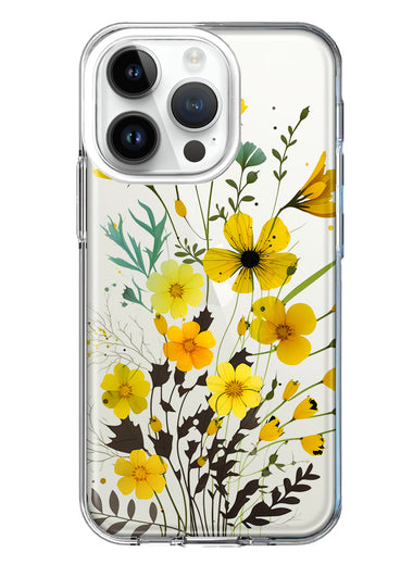 Apple iPhone 14 Pro Yellow Summer Flowers Floral Hybrid Protective Phone Case Cover