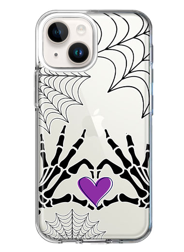 Apple iPhone 13 Halloween Skeleton Heart Hands Spooky Spider Web Hybrid Protective Phone Case Cover