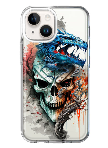 Apple iPhone 14 Plus Fantasy Blue Dragon Dream Skull Double Layer Phone Case Cover