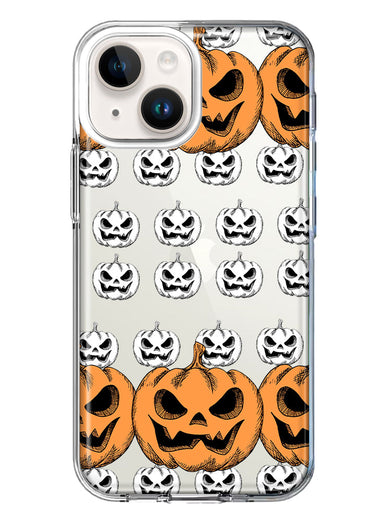 Apple iPhone 15 Plus Halloween Spooky Horror Scary Jack O Lantern Pumpkins Hybrid Protective Phone Case Cover