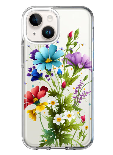 Apple iPhone 14 Purple Yellow Red Spring Flowers Floral Hybrid Protective Phone Case Cover