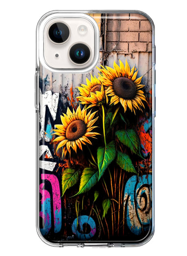 Apple iPhone 14 Plus Sunflowers Graffiti Painting Art Hybrid Protective Phone Case Cover