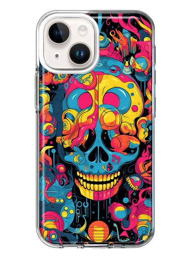 Apple iPhone 15 Psychedelic Trippy Death Skull Pop Art Hybrid Protective Phone Case Cover