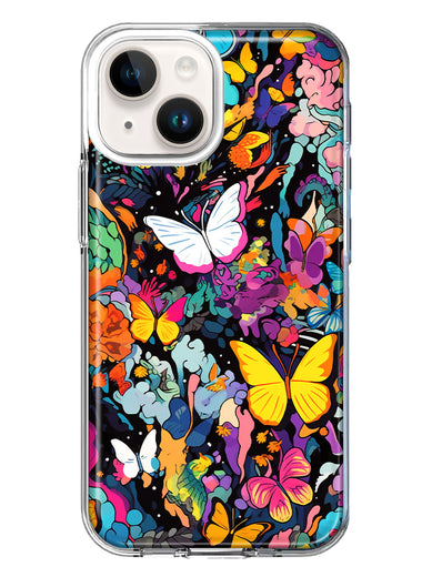 Apple iPhone 15 Plus Psychedelic Trippy Butterflies Pop Art Hybrid Protective Phone Case Cover