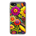 Apple iPhone SE 2nd 3rd Generation Colorful Yellow Pink Folk Style Floral Vibrant Spring Flowers Hybrid Protective Phone Case Cover