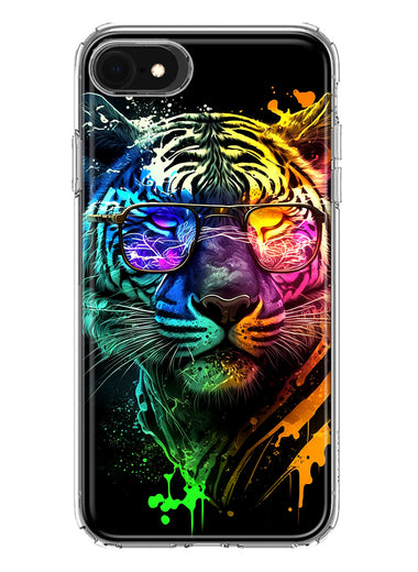 Apple iPhone 6/7/8/SE 2020/SE 3 2022 Neon Rainbow Swag Tiger Hybrid Protective Phone Case Cover