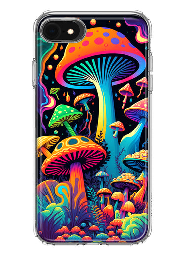 Apple iPhone 6/7/8/SE 2020/SE 3 2022 Neon Rainbow Psychedelic Indie Hippie Mushrooms Hybrid Protective Phone Case Cover