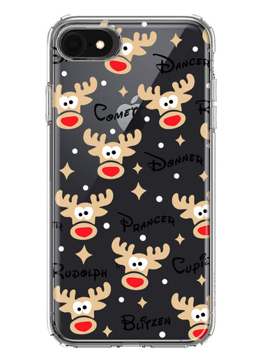 Apple iPhone SE 2nd 3rd Generation Red Nose Reindeer Christmas Winter Holiday Hybrid Protective Phone Case Cover